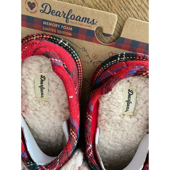 NWT Lil Bear Dearfoams Kids Unisex‎ Red Plaid Slippers Sz 4/5 - Picture 3 of 6